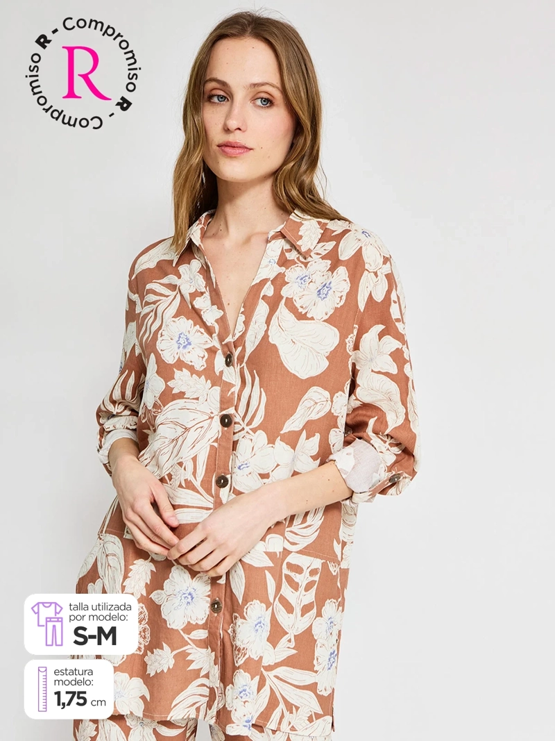 BLUSA MUJER AZIZ LINO MANGA 3/4 - 1