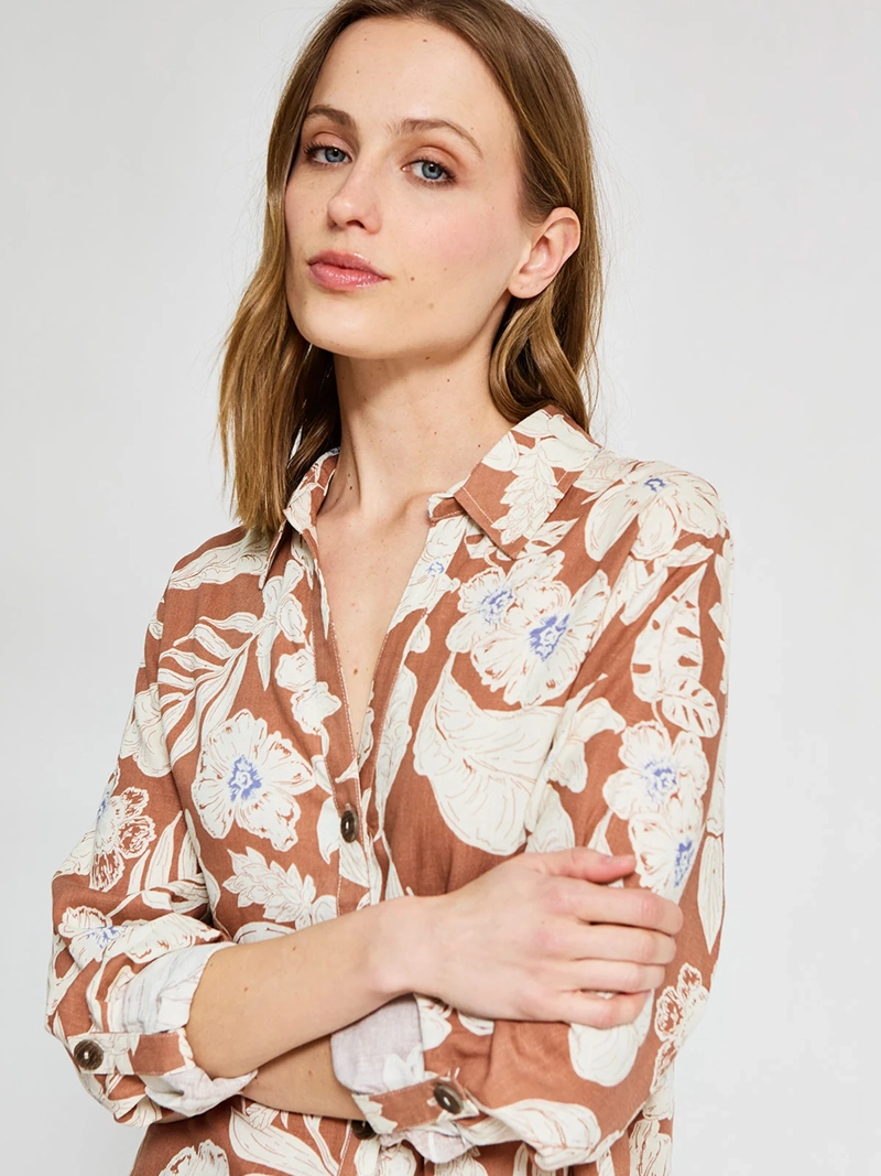 BLUSA MUJER AZIZ LINO MANGA 3/4 - 3