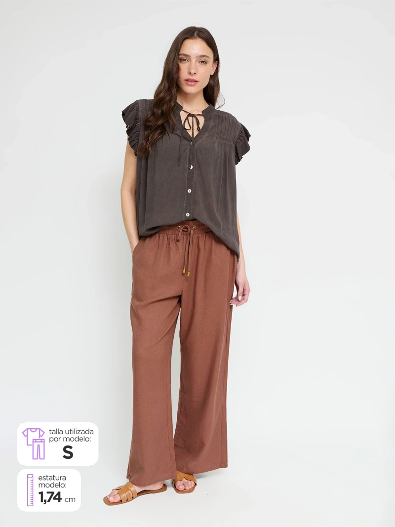 PANTALÓN MUJER AZIZ LINO RECTO