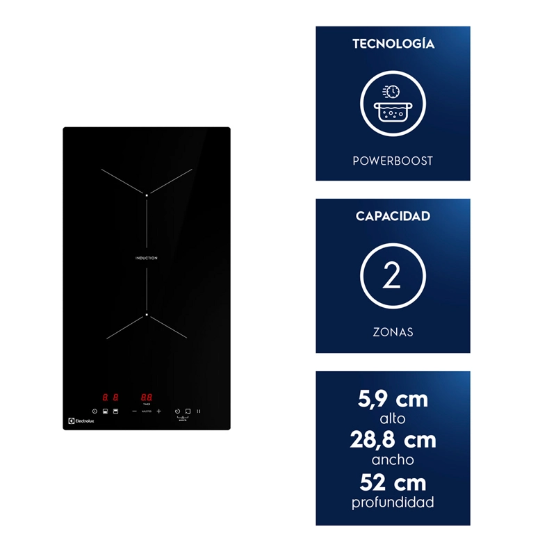 ENCIMERA PLACAS INDUCCIÓN ELÉCTRICA ELECTROLUX 2 PLATOS IE2TP - 7