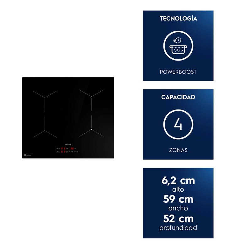 ENCIMERA PLACAS INDUCCIÓN ELÉCTRICA ELECTROLUX 4 PLATOS IE4TW - 10