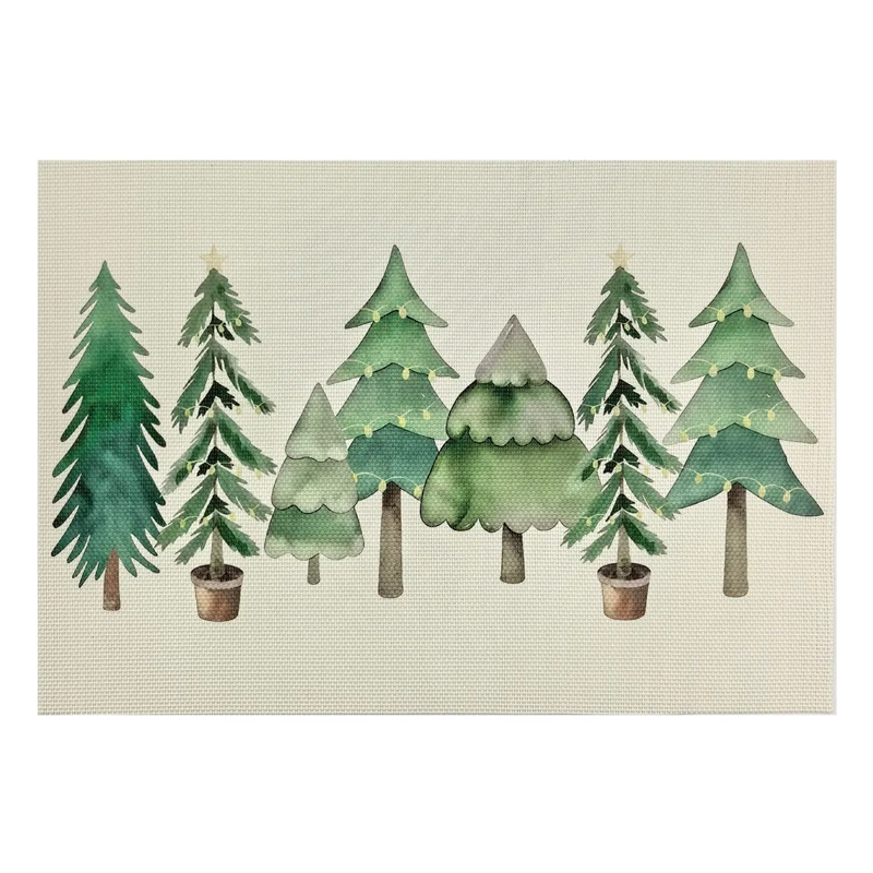 SET X4 INDIVIDUALES PINOS NAVIDAD RECTANGULAR
