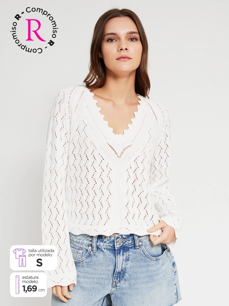 SWEATER MUJER PEPE JEANS ALGODÓN CALADO - 1