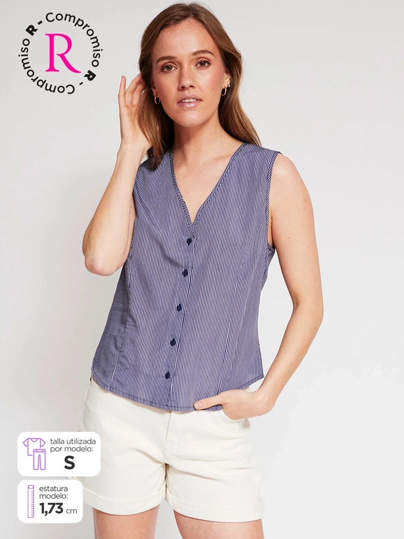 BLUSA MUJER REGATTA SIN MANGAS RAYAS