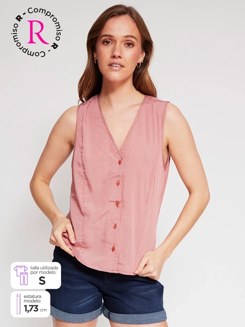 BLUSA MUJER REGATTA SIN MANGAS RAYAS - 1