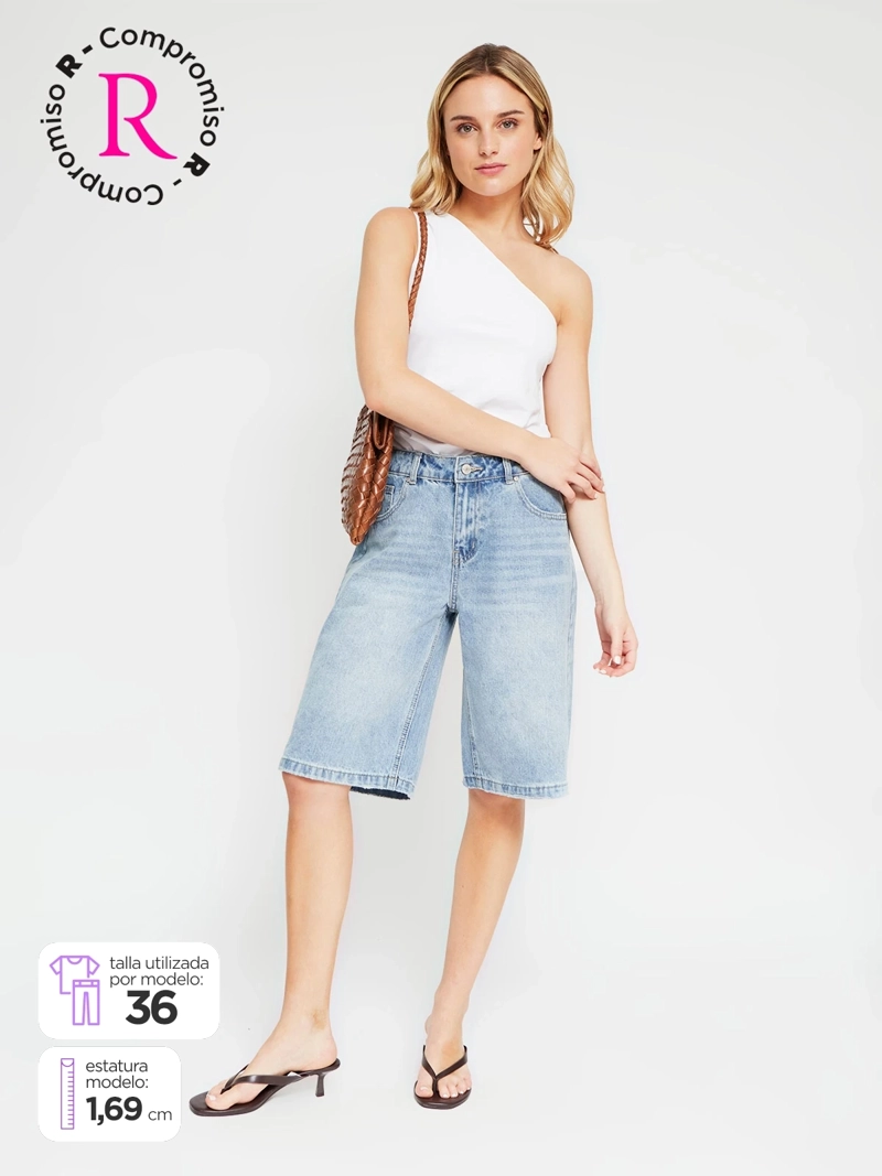 SHORT MUJER INDEX ALGODÓN LARGO DENIM