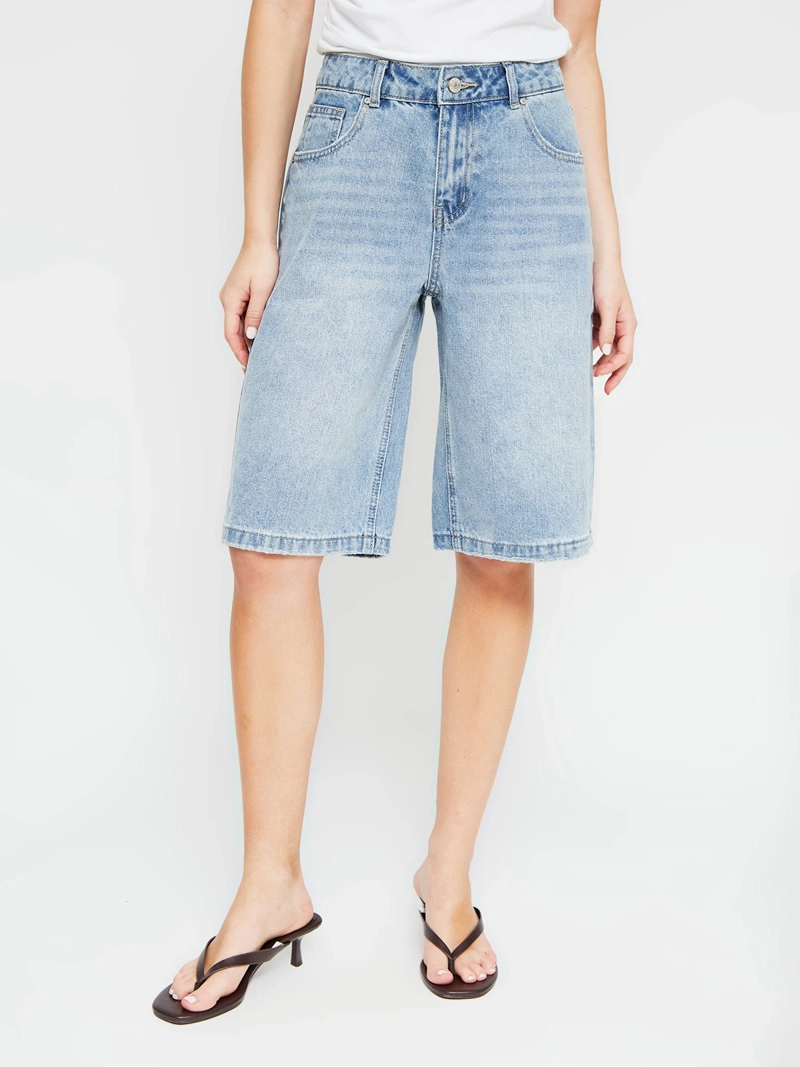 SHORT MUJER INDEX ALGODÓN LARGO DENIM - 2
