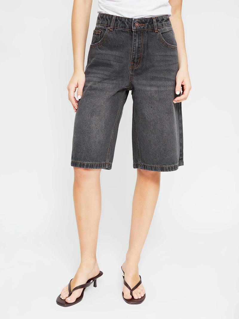 SHORT MUJER INDEX ALGODÓN LARGO DENIM - 2