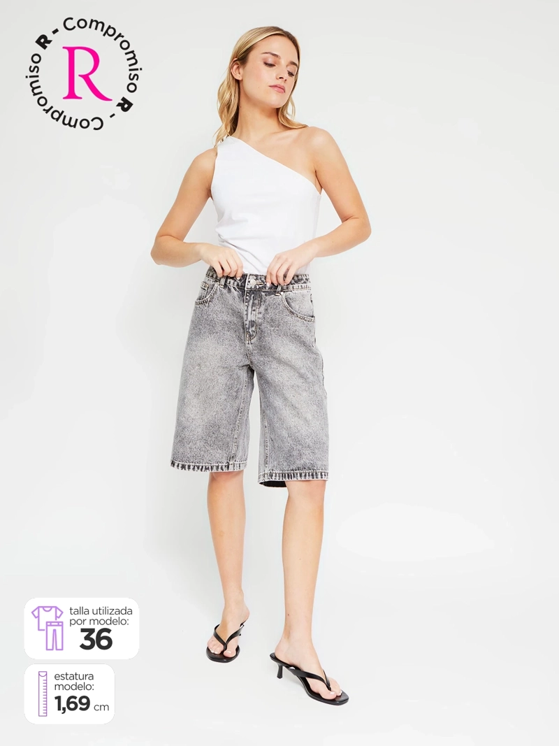 SHORT MUJER INDEX ALGODÓN LARGO DENIM