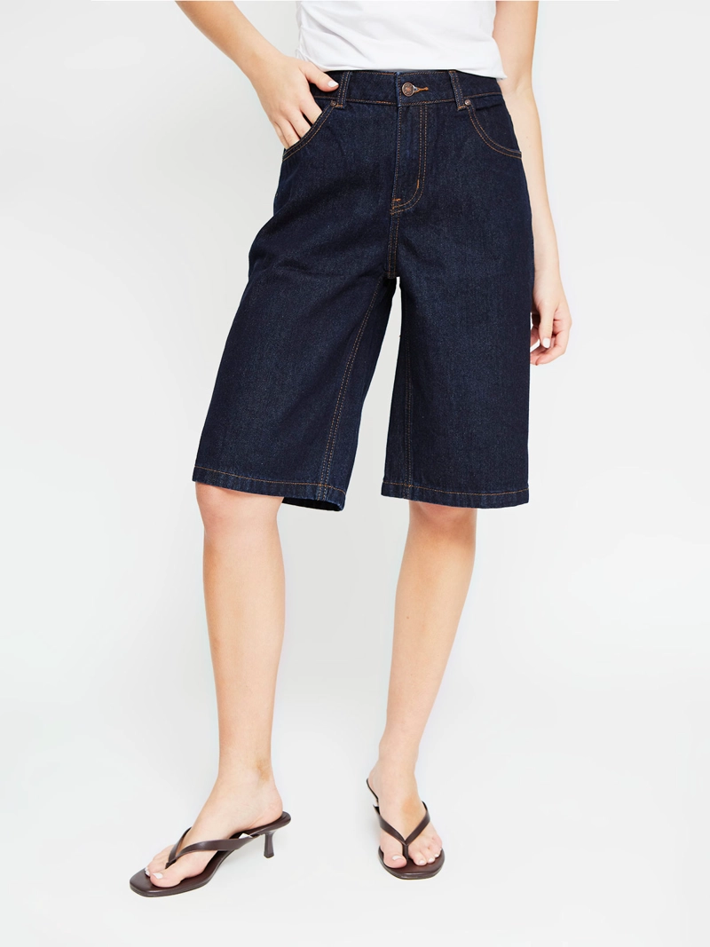 SHORT MUJER INDEX ALGODÓN LARGO DENIM - 2