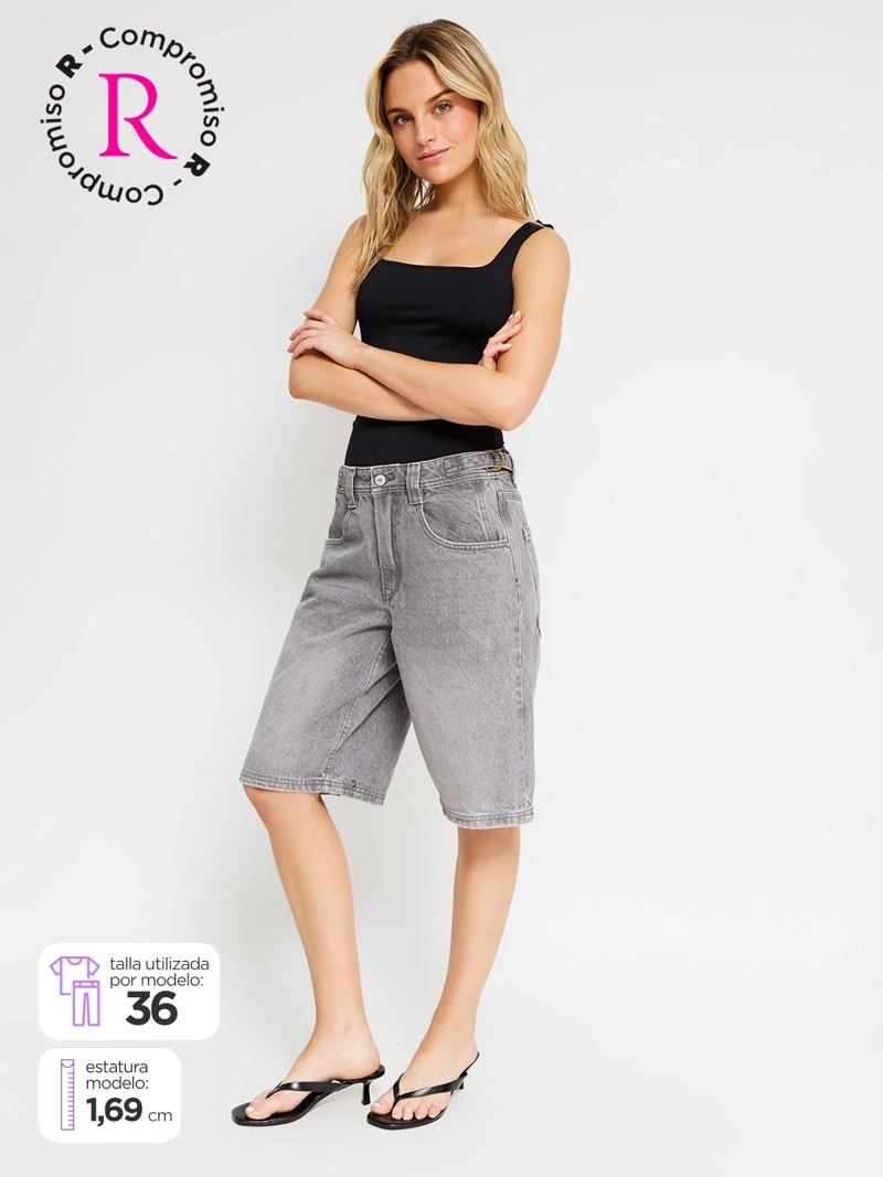 SHORT MUJER INDEX ALGODÓN LARGO BALLOON - 1