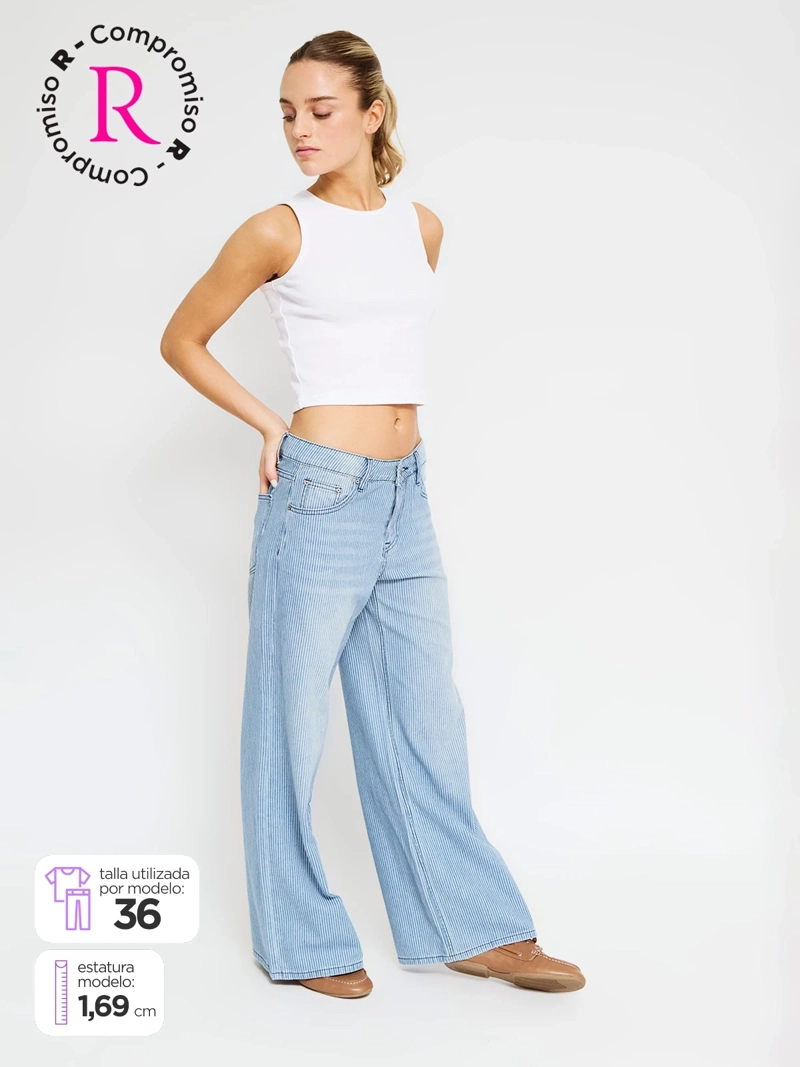 JEANS MUJER INDEX ALGODÓN WIDE LEG LIGERO