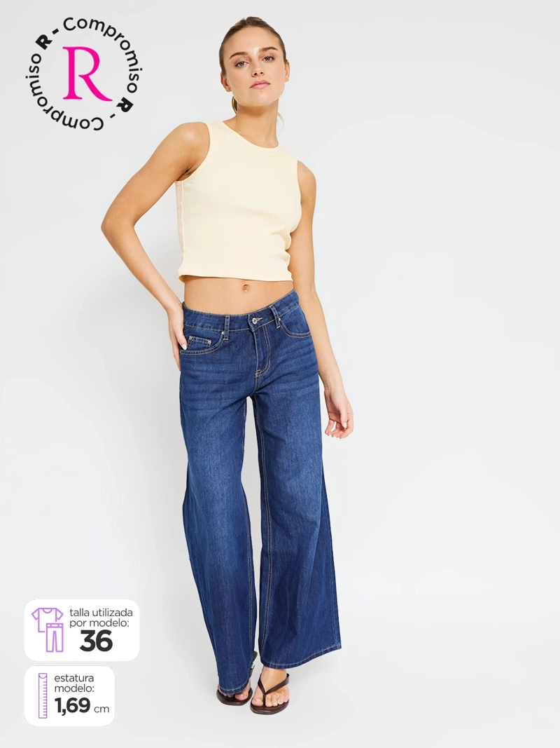JEANS MUJER INDEX ALGODÓN WIDE LEG LIGERO