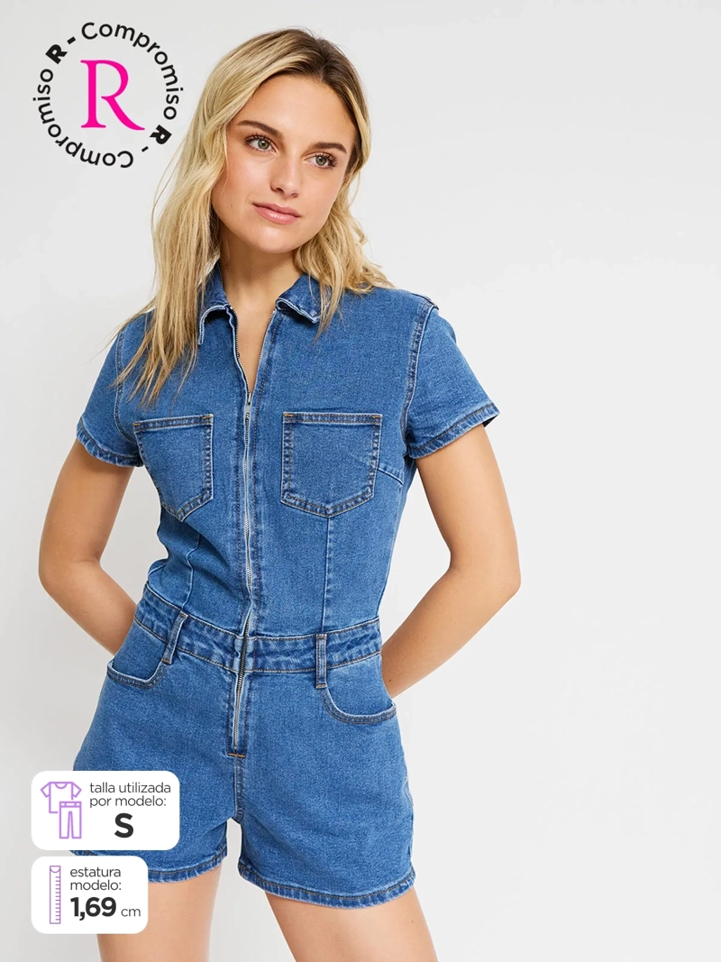 ENTERITO MUJER INDEX ALGODÓN CORTO DENIM CIERRE