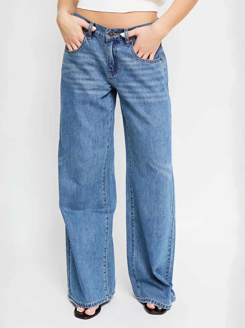 JEANS MUJER INDEX ALGODÓN WIDE LEG TIRO BAJO - 2