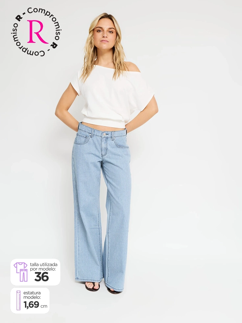 JEANS MUJER INDEX ALGODÓN WIDE LEG TIRO BAJO