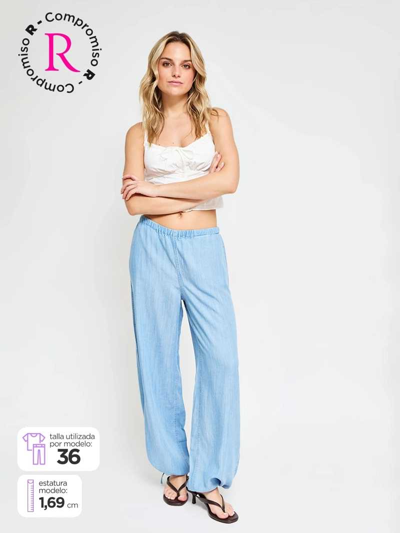 PANTALÓN MUJER INDEX FLUIDO DENIM - 1