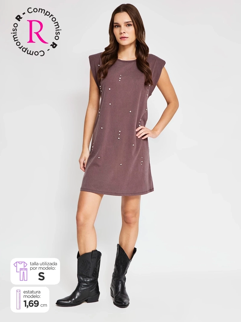 VESTIDO MUJER BARBADOS ALGODÓN CORTO HOMBRERAS - 1