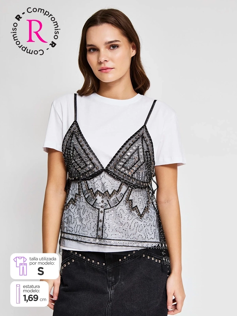 POLERA MUJER BARBADOS ALGODÓN MANGA CORTA