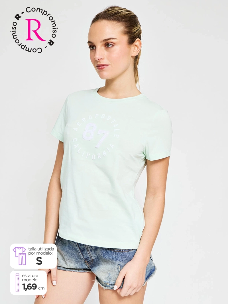 POLERA MUJER AEROPOSTALE ALGODÓN LOGO