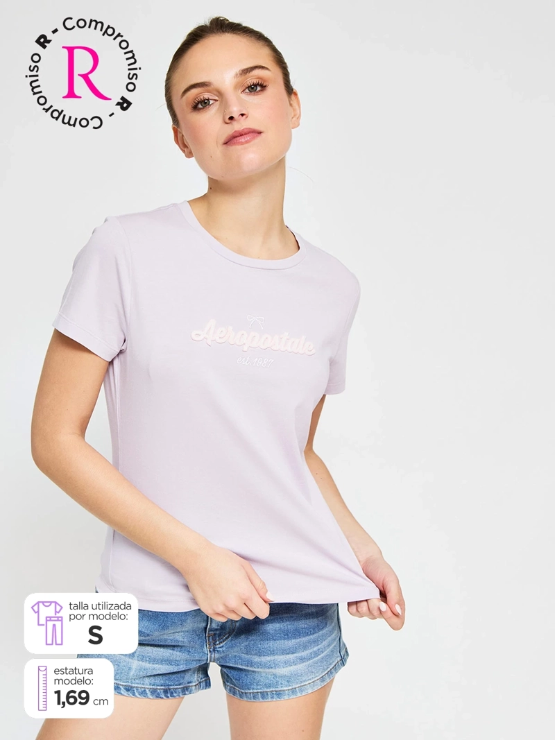 POLERA MUJER AEROPOSTALE ALGODÓN LOGO - 1