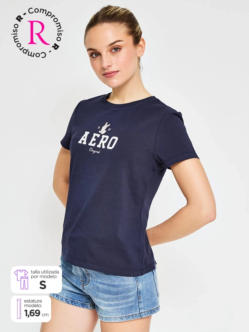 POLERA MUJER AEROPOSTALE ALGODÓN LOGO