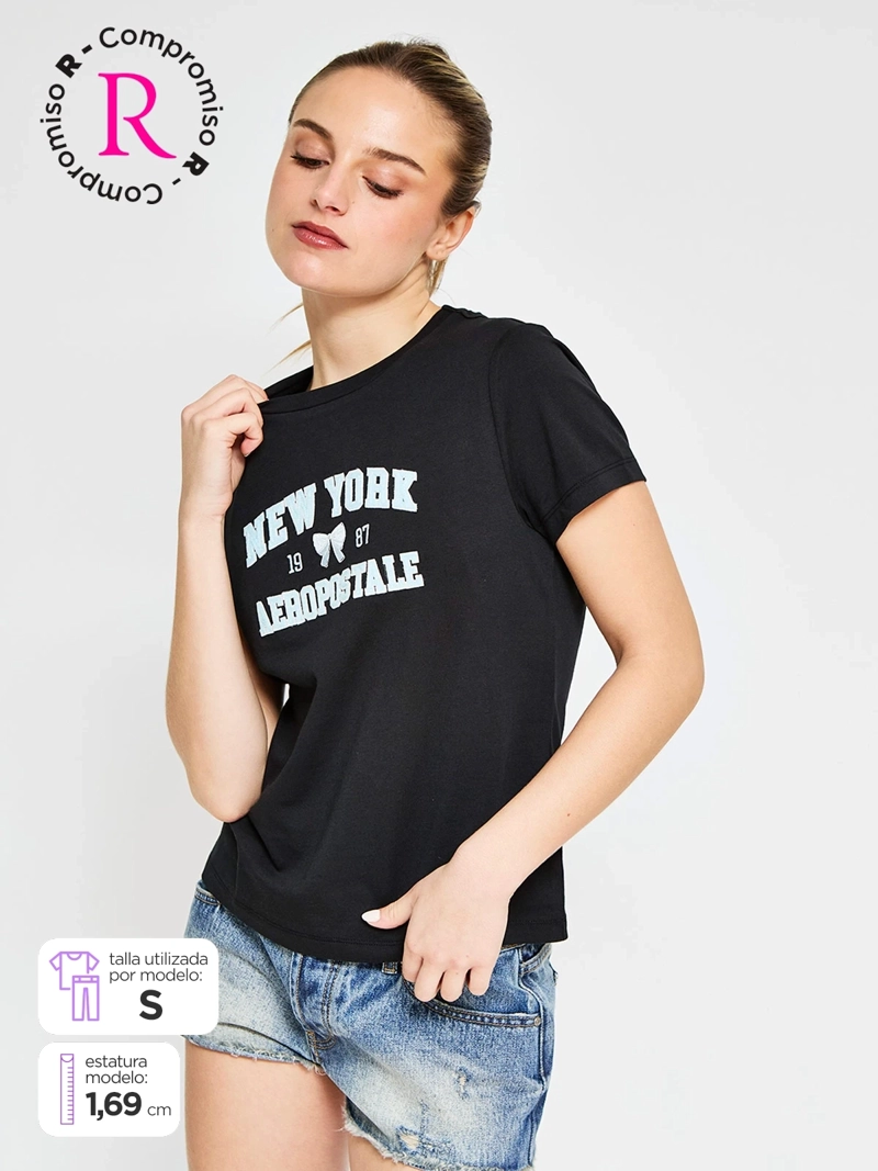 POLERA MUJER AEROPOSTALE ALGODÓN LOGO - 1