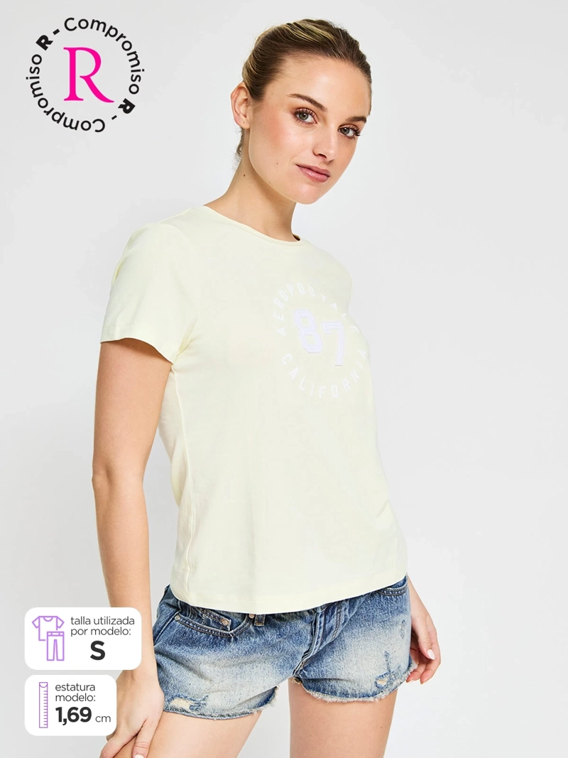 POLERA MUJER AEROPOSTALE ALGODÓN LOGO