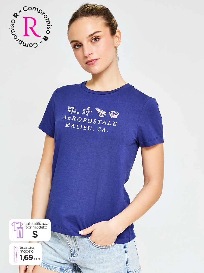 POLERA MUJER AEROPOSTALE ALGODÓN LOGO - 1