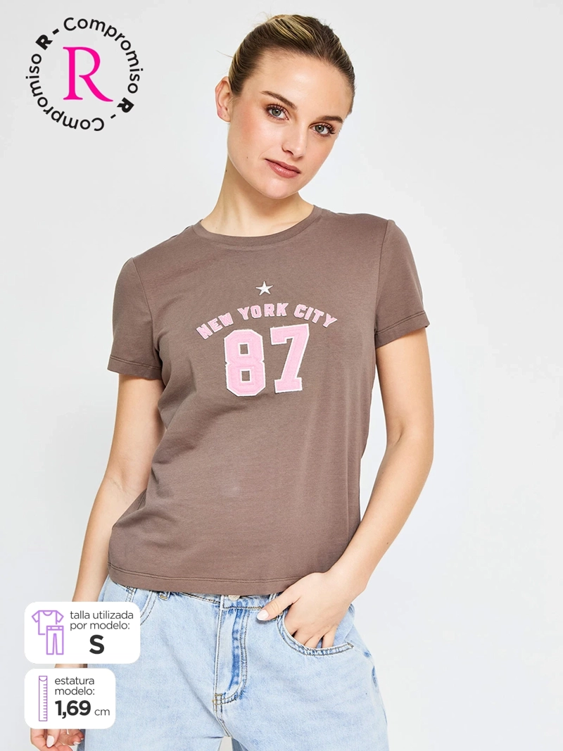 POLERA MUJER AEROPOSTALE ALGODÓN LOGO