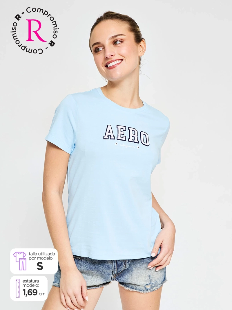 POLERA MUJER AEROPOSTALE ALGODÓN LOGO - 1