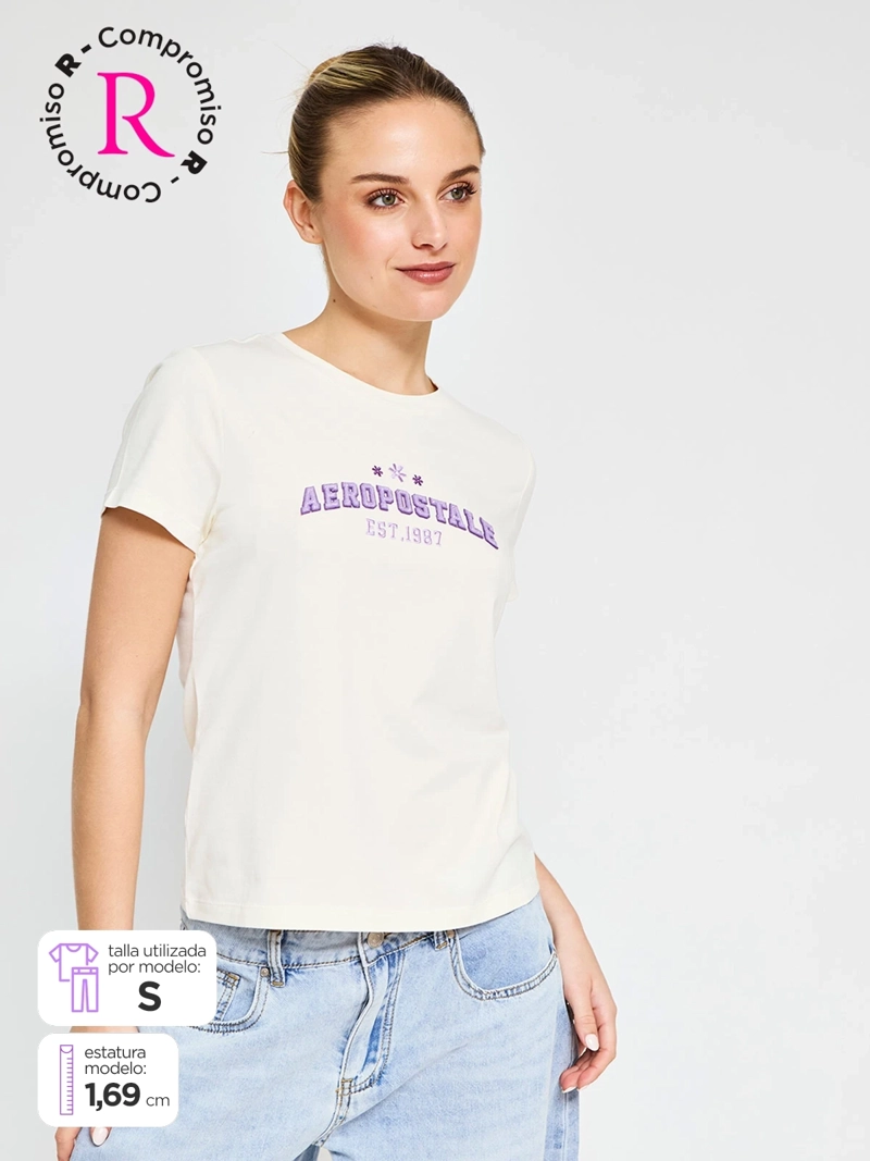 POLERA MUJER AEROPOSTALE ALGODÓN LOGO