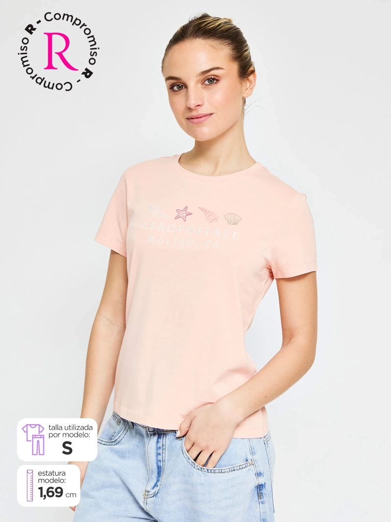 POLERA MUJER AEROPOSTALE ALGODÓN LOGO