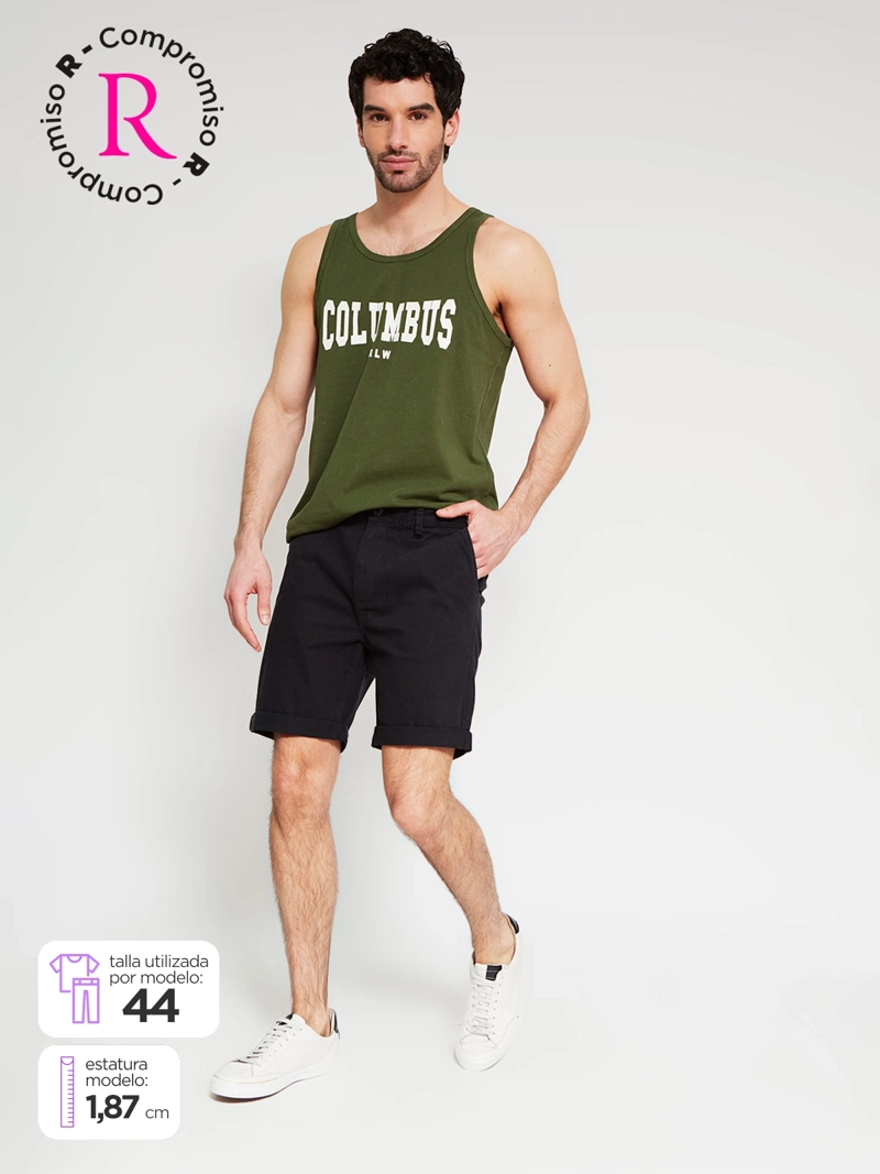 SHORT HOMBRE ROBERT LEWIS ALGODÓN CHINO LISO - 1