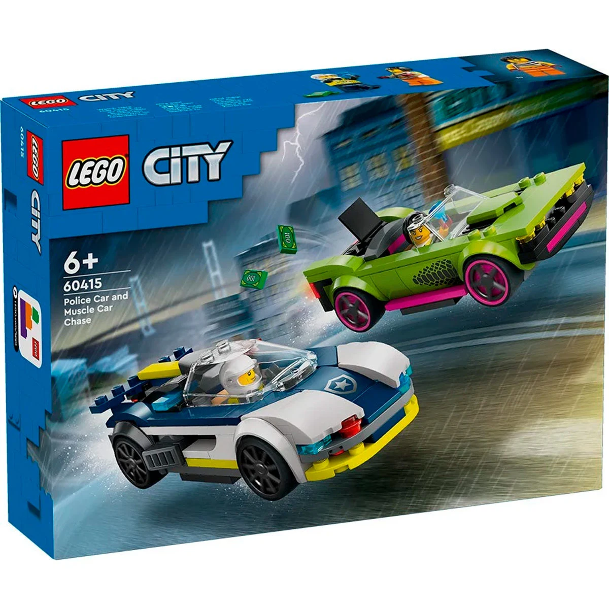 BLOQUES DE CONSTRUCCIÓN LEGO 60415 AUTO DE POLICÍA Y POTENTE AUTO DEPORTIVO - 1