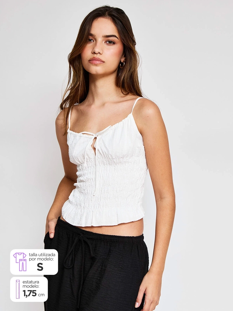 BLUSA MUJER INDEX SIN MANGAS FRUNCIDO