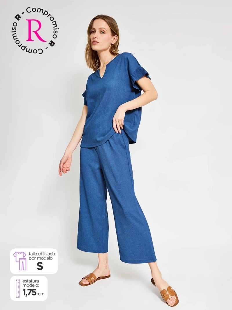 PANTALÓN MUJER AZIZ REGULAR FLUIDO TEXTURADO - 1