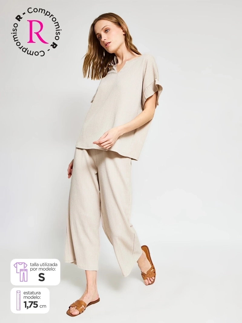 PANTALÓN MUJER AZIZ REGULAR FLUIDO TEXTURADO