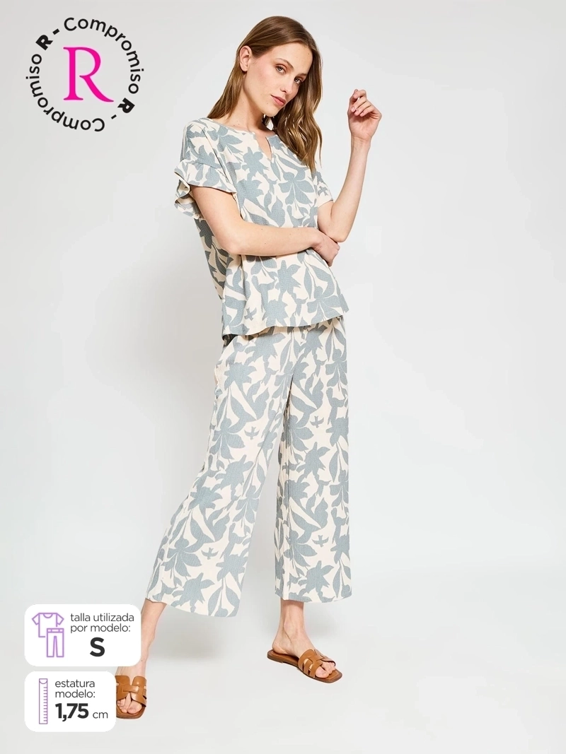 PANTALÓN MUJER AZIZ REGULAR FLUIDO TEXTURADO