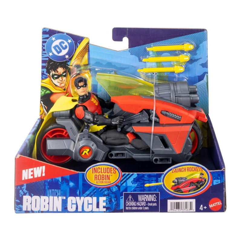 FIGURA DE ACCIÓN DC COMICS ROBIN 6" Y VEHÍCULO - 6