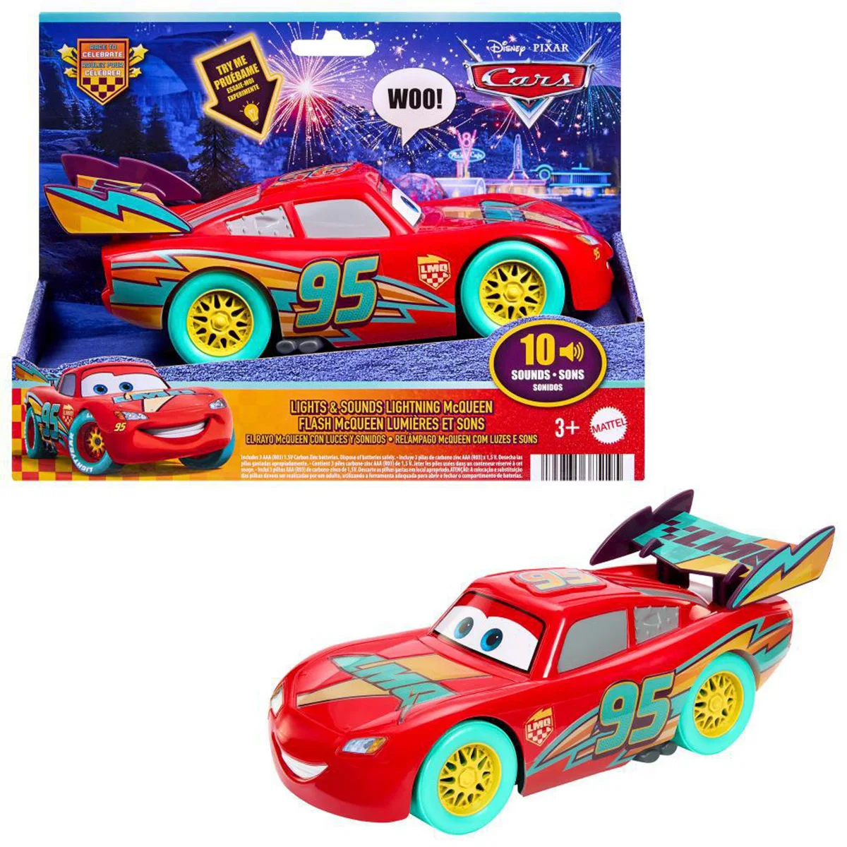 VEHÍCULO DE JUGUETE CARS RAYO MCQUEEN LUCES Y SONIDO - 1