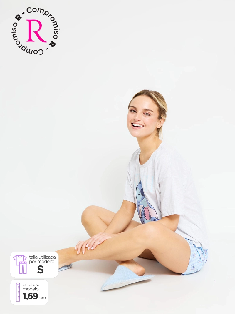 PIJAMA MUJER LILO & STITCH ALGODÓN EN CAJA DE REGALO
