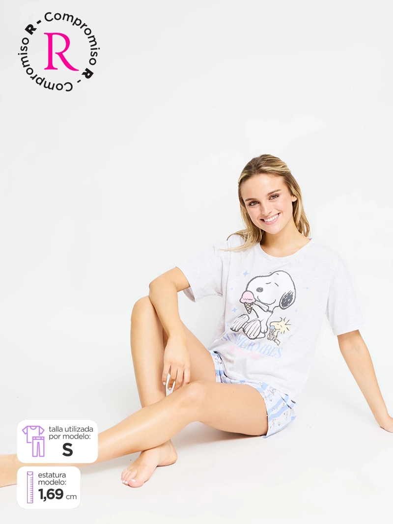 PIJAMA MUJER SNOOPY ALGODÓN EN CAJA DE REGALO
