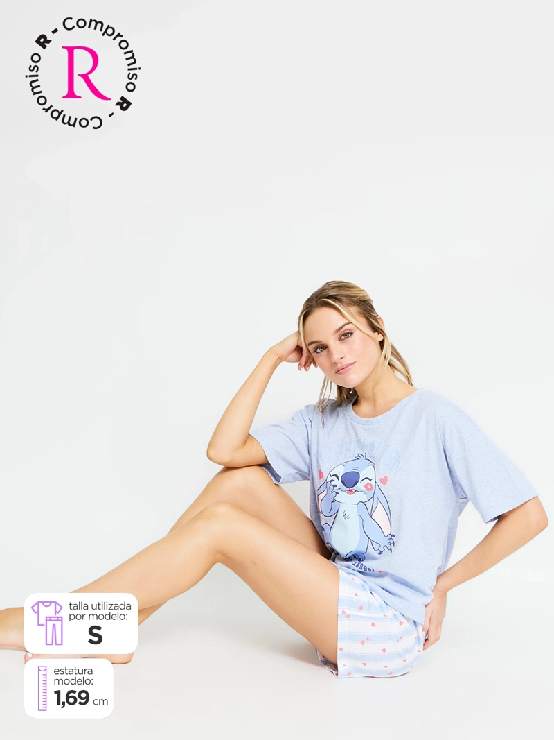 PIJAMA MUJER LILO & STITCH ALGODÓN EN CAJA DE REGALO