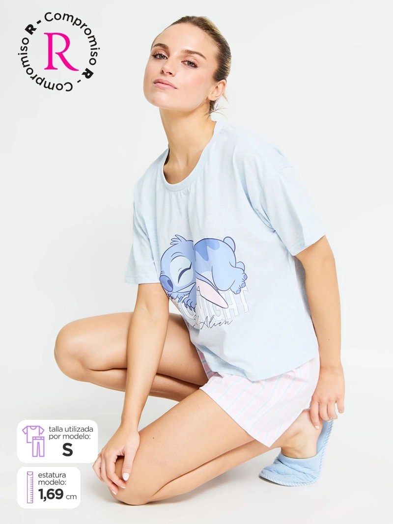 PIJAMA MUJER LILO & STITCH ALGODÓN EN CAJA DE REGALO