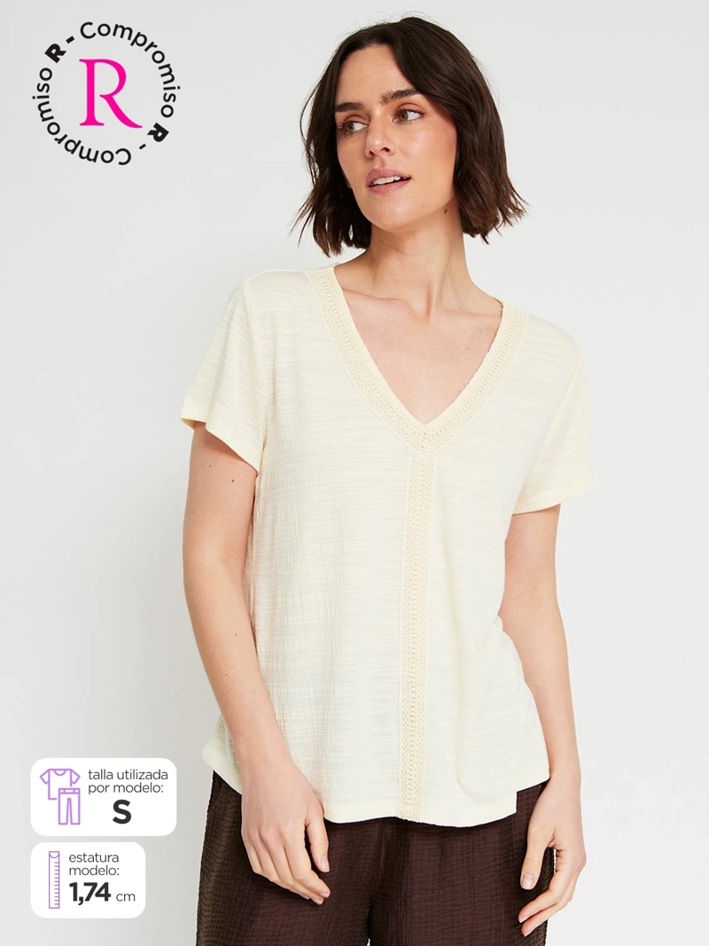POLERA MUJER REGATTA CUELLO EN V MANGA CORTA