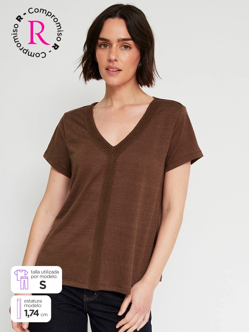 POLERA MUJER REGATTA CUELLO EN V MANGA CORTA