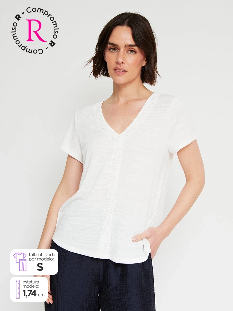 POLERA MUJER REGATTA CUELLO EN V MANGA CORTA
