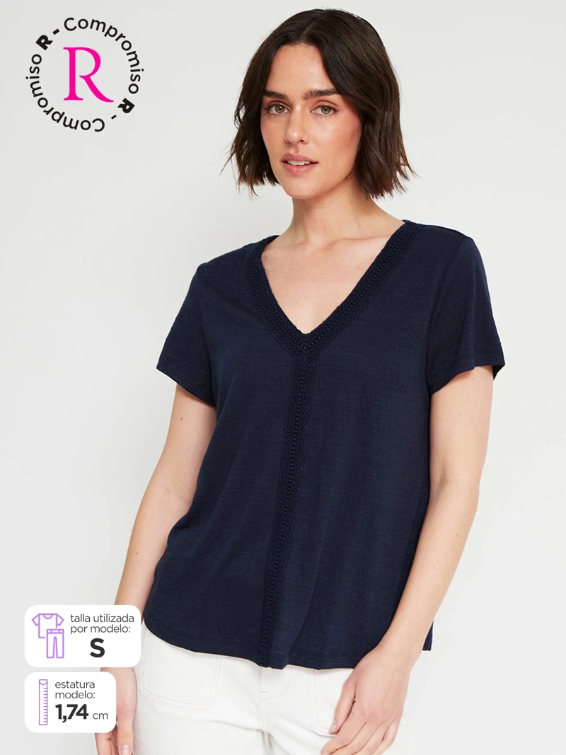 POLERA MUJER REGATTA CUELLO EN V MANGA CORTA