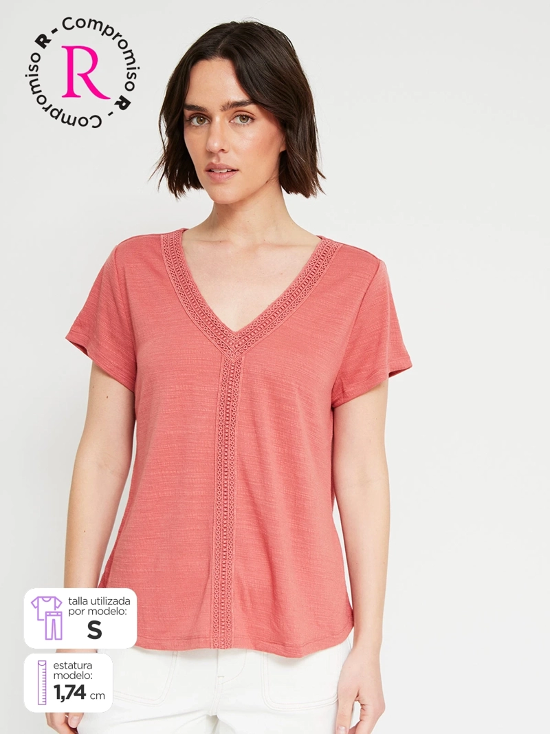 POLERA MUJER REGATTA CUELLO EN V MANGA CORTA